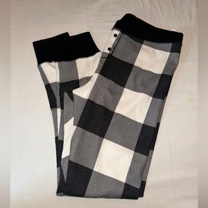 Black Buffalo Plaid Matching Printed Thermal-Knit Pajama Leggings